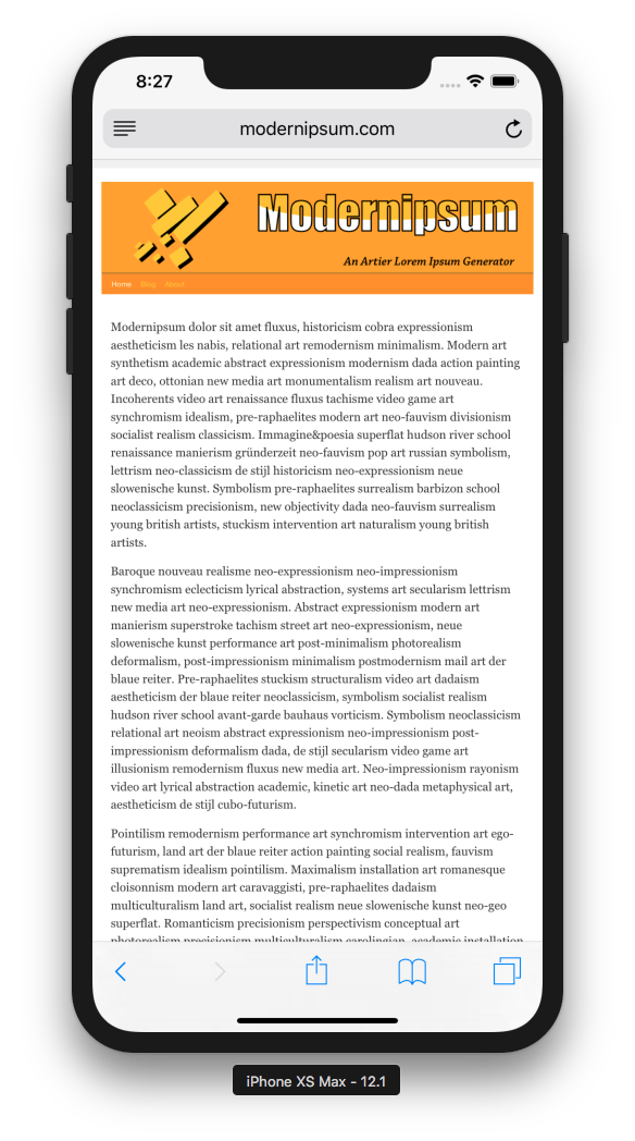 Screenshot of artwork Modernipsum
